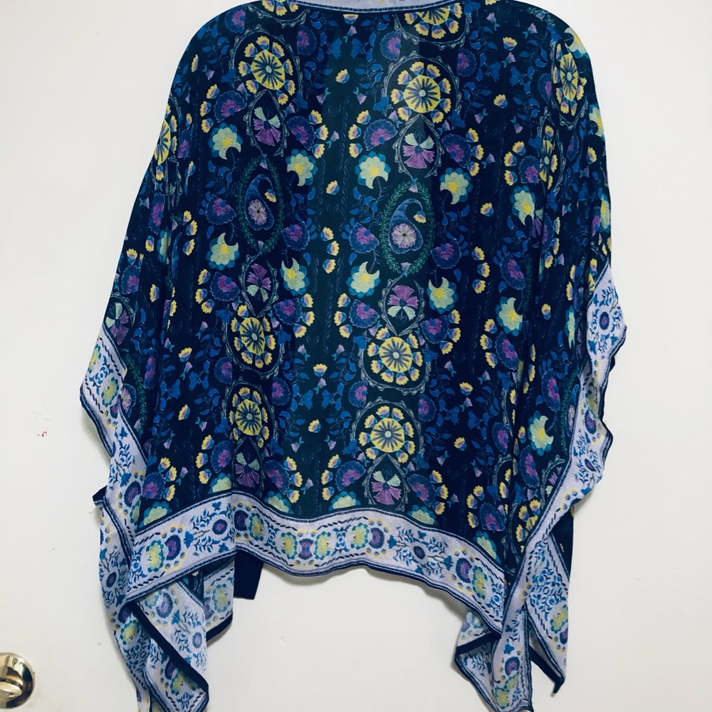 Anthropologie Blank London Kimono Poncho Floral Multicolor One Size - Picture 4 of 8